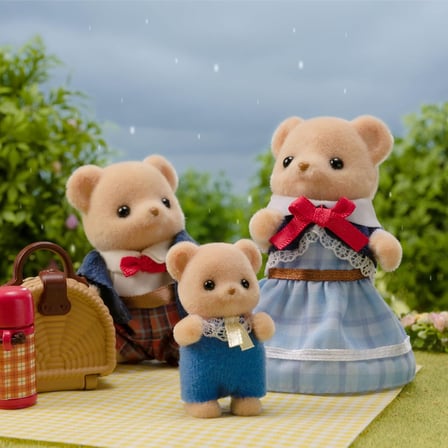 Sylvanian Families Bisküvi Ayı Ailesi 3'lü Figür ve Mimarlık Aksesuarlı Oyun Seti 3-8 cm
