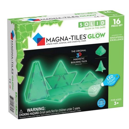 Magna-Tiles Glow 16 Parça Manyetik Yapı Seti Gece Parlayan LED Işıklı STEM Oyuncak