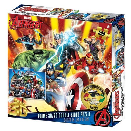 Prime 3D Marvel Avengers Çift Taraflı Puzzle 500 Parça
