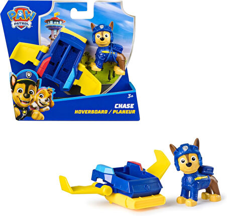 PAW Patrol: Action Pups Chase Aksiyon Figürü ve Katlanabilir Kanatlı Hoverboard Uçak Oyuncağı - 5 CM