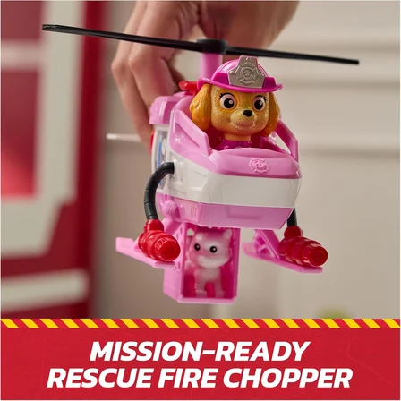 Paw Patrol Fire Rescue Skye Helikopter Seti | Dönen Pervane, Sepet | Skye Figür + Kedi