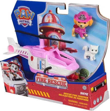 Paw Patrol Fire Rescue Skye Helikopter Seti | Dönen Pervane, Sepet | Skye Figür + Kedi