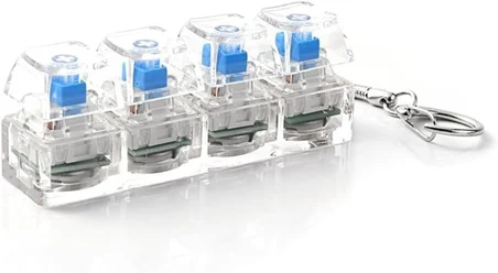 4 Düğmeli Renkli Işıklı Tıklama Klavye Sesli Anahtarlık Stres Giderici Fidget Mekanik Tuş Hissi