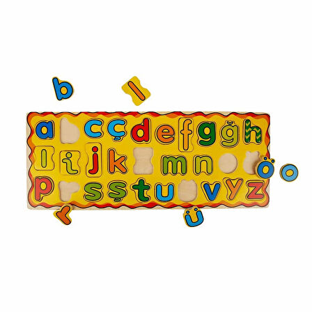 Ahşap Bultak Harfler 30 Parça | Eğitici Ahşap Alfabe Puzzle | 45x18 cm Güvenli Malzeme