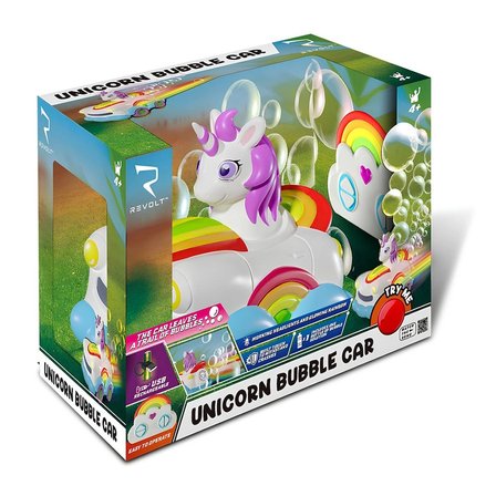 Unicorn Bubble Car Baloncuk Çıkartan Uzaktan Kumandalı Araba 2.4GHz USB Şarjlı Işıklı 3.7V 4+ Yaş