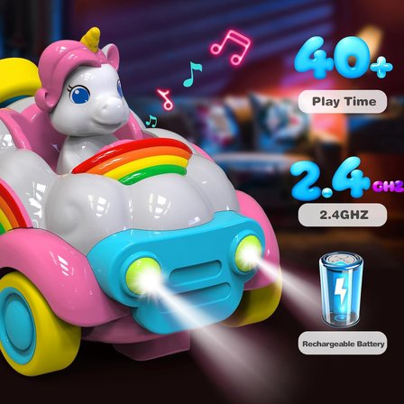 Unicorn Bubble Car Baloncuk Çıkartan Uzaktan Kumandalı Araba 2.4GHz USB Şarjlı Işıklı 3.7V 4+ Yaş