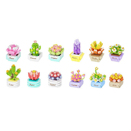 KOCO Saksı Çiçekleri Sukulent Serisi 3D Puzzle Koleksiyon Tam Set - 12 ADET