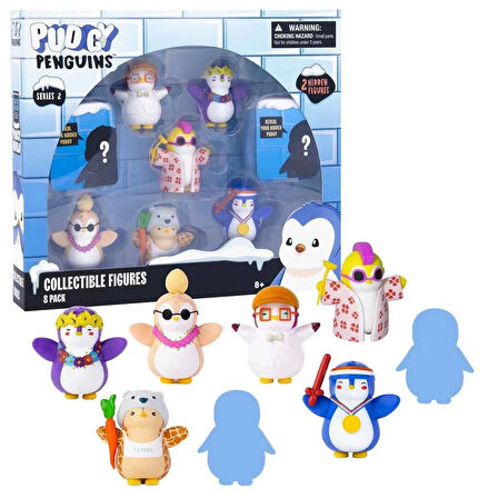 Pudgy Penguins 8'li Figür Seti S2 Bayrak Tutan Penguenli Set