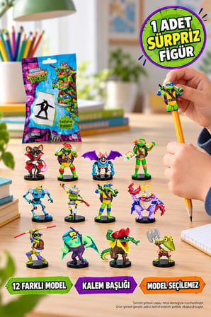 TMNT Ninja Kaplumbağalar Figürlü Kalem Başlığı 1 Adet Sürpriz Paket Series 1