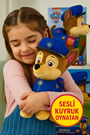 PAW Patrol Chase Sesli ve Kuyruk Sallayan Peluş Oyuncak – 30 cm | 20+ Sesli Efekt, Işıklı ve Etkileşimli
