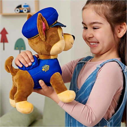 PAW Patrol Chase Sesli ve Kuyruk Sallayan Peluş Oyuncak – 30 cm | 20+ Sesli Efekt, Işıklı ve Etkileşimli