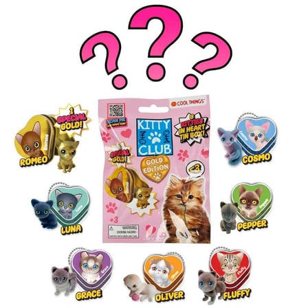 Kitty Club Gold Edition Sürpriz Kedi Figürü Metal Kalpli Kutu Koleksiyon Oyuncak - 1 ADET