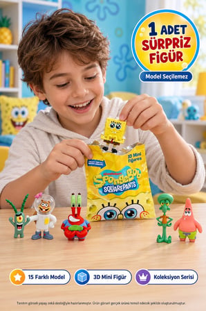 SüngerBob SquarePants 3D Mini Figür Tekli Sürpriz Paket 1 ADET
