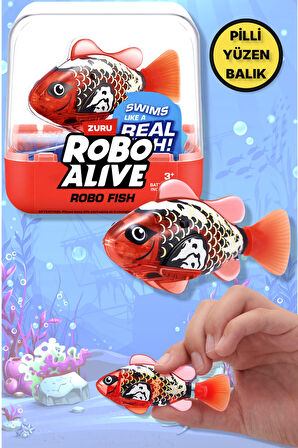 1.8 Metre Derine Dalan Suda Renk Değiştiren Yüzen Pilli Robo Alive Balık - 6.8 CM - 1 ADET - KIRMIZI