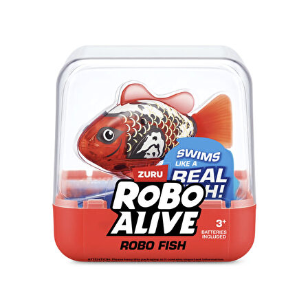 1.8 Metre Derine Dalan Suda Renk Değiştiren Yüzen Pilli Robo Alive Balık - 6.8 CM - 1 ADET - KIRMIZI