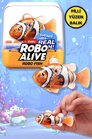 1.8 Metre Derine Dalan Suda Renk Değiştiren Yüzen Pilli Robo Alive Balık - 6.8 CM - 1 ADET - TURUNCU