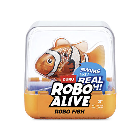 1.8 Metre Derine Dalan Suda Renk Değiştiren Yüzen Pilli Robo Alive Balık - 6.8 CM - 1 ADET - TURUNCU