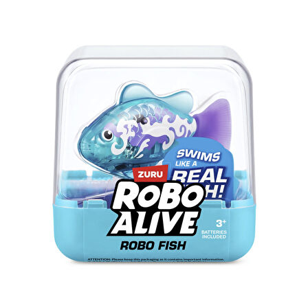 1.8 Metre Derine Dalan Suda Renk Değiştiren Yüzen Pilli Robo Alive Balık - 6.8 CM - 1 ADET - TURKUVAZ