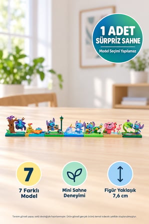 Disney Stitch Goes Wild Delüks Sürpriz Paket Mini Sahne Figürü 1 Adet 7,6 cm