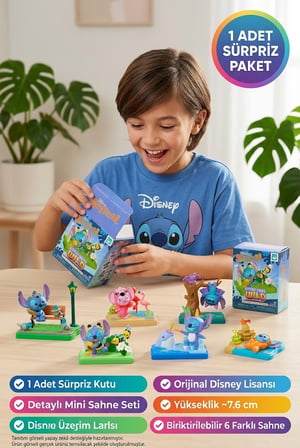 Disney Stitch Goes Wild Delüks Sürpriz Paket Mini Sahne Figürü 1 Adet 7,6 cm