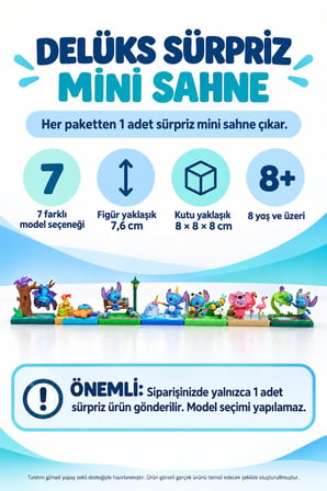Disney Stitch Goes Wild Delüks Sürpriz Paket Mini Sahne Figürü 1 Adet 7,6 cm