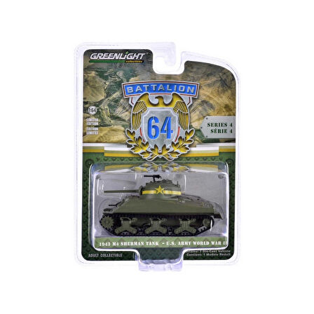 Greenlight 1/64 Battalion 64 Series 4- 1943 M4 Sherman Tank US Army World War II