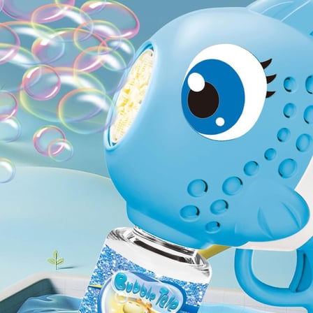 Balık Köpük Tabancası Otomatik Baloncuk Makinesi Işıklı Bubble Gun 16 Çıkışlı 20x18,5x8 cm