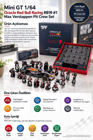 Mini GT 1/64 Oracle Red Bull RB19 #1 Max Verstappen Japonya GP Pit Crew Set Limited Edition