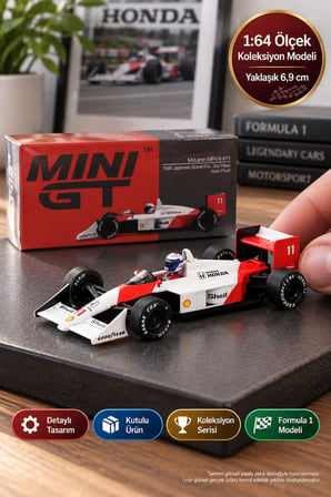Mini GT McLaren MP4/4 #11 Alain Prost 1988 Japonya GP 2.lik 1:64 F1 Model Araba Yaklaşık 6,9 cm