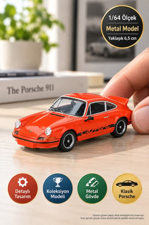 Mini GT Porsche 911 Carrera RS 2.7 1/64 Tangerine Siyah Livery Koleksiyon Model Araba 6,5 cm