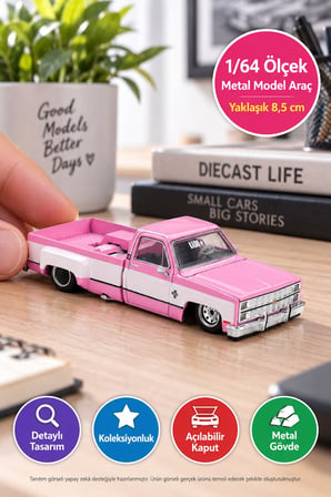 Mini GT Kaido House Chevrolet Silverado Dually 1/64 Vintage Spec V2 Pembe Model Araç 8,5 cm
