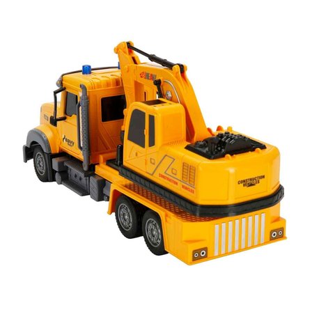 1:12 Uzaktan Kumandalı İş Makinesi Sesli Işıklı USB Şarjlı Ekskavatörlü Oyuncak Tır 35 cm 2.4 GHz RC