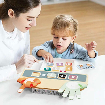 Parmak Matematiği Oyunu - Ahşap Sayılarla Toplama Çıkarma ve İşlem Kartları