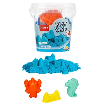 Crafy Mavi Oyun Kumu Seti 450 G Kalıplı Ev İçi Dökülmeyen Kinetik Kum Çocuk Aktivite Oyuncağı