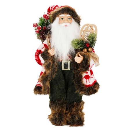 Kürklü Noel Baba Biblo 41 Cm Yeni Yıl Dekoratif Süs Ev İçi Masa Üstü Yılbaşı Figürü