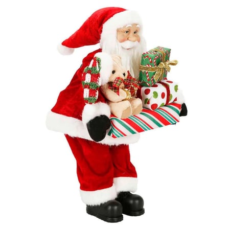 Hediye Taşıyan Noel Baba Dekoratif Biblo Yeni Yıl Ev Ofis Süsleme Figürü 45 Cm