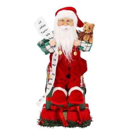 Noel Baba Biblo Hediye Kutuları Üzerinde Dekoratif Yılbaşı Süsü Ev Ofis Süsleme 48 Cm