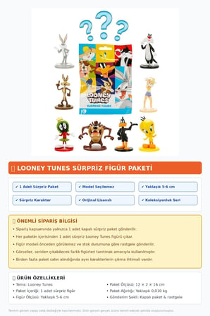 Looney Tunes Sürpriz Figür Paketi 1 Adet Koleksiyonluk Oyuncak Figür 5-6 cm