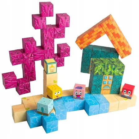 Magnetic Sünger Bob Kare Pantalon Piksel Tarzı Manyetik Küp Yapı Blok Seti 2x2cm Eğitici 96 Parça