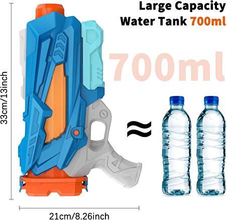 5 Nozullu Işıklı Su Tabancası – 700 ml Dev Su Haznesi ile Sınırsız Eğlence!