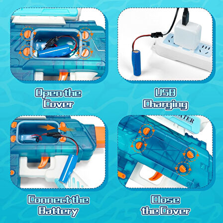 500 ML Şarjlı Elektrikli Su Tabancası – Uzun Menzil & USB Şarjlı & Vidalama Gerektirmez
