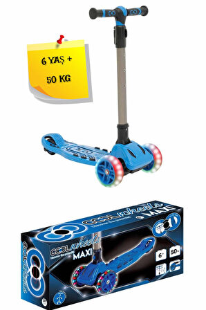 Katlanabilen 3 Tekerlekli Işıklı Mavi Renk Scooter - 6 Yaş +