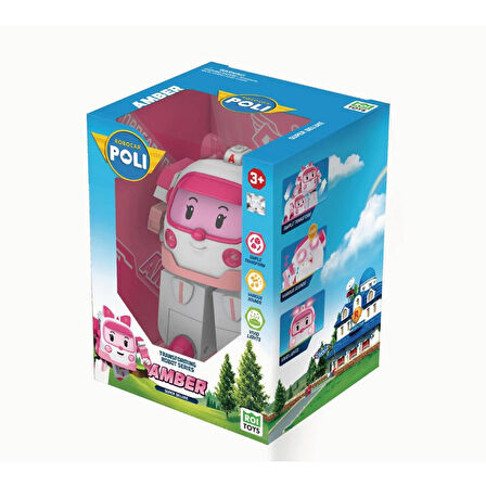 Işıklı Robocar Poli Büyük Transforming Robot Amber