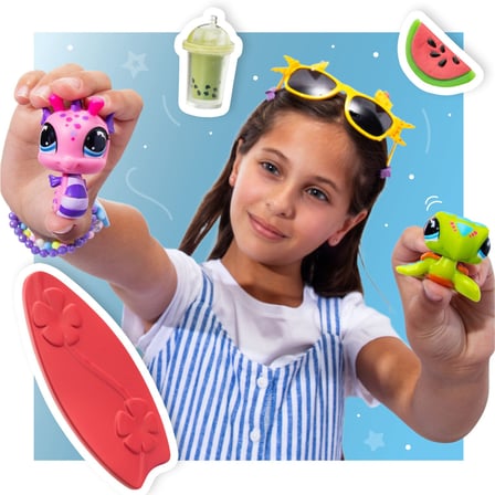 Littlest Pet Shop Beach Bites Pet Pair Seri 4 Kaplumbağa Denizatı Figür Seti Aksesuarlı Mini LPS 4+