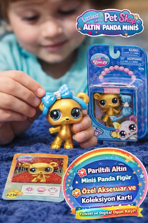 Littlest Pet Shop Seri 4 Tekli Figür Miniş Altın Panda #230 Koleksiyon Figür Oyuncak