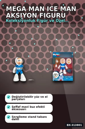 1:12 Olcekli Capcom Lisansli Ice Man Aksiyon Figuru - 16 Hareketli Eklemli Robot Master Bx-313801