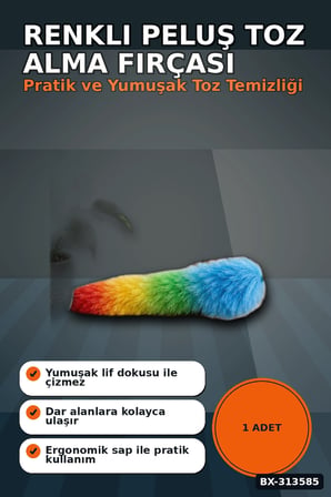 Yumuşak Lifli Peluş Toz Alma Fırçası - Renkli Püsküllü 1 Adet Ev Temizlik Aparatı Bx-313585