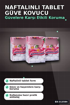 Çiçek Desenli Kutuda 6 Adet Naftalinli Tablet Güve Kovucu Dolap Çekmece Koruyucu Bx-313584