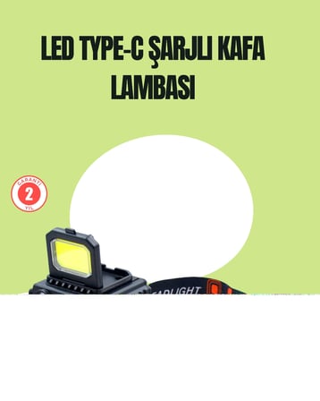 800 Lumen Çok Fonksiyonlu Led Kafa Lambası Type C Şarjlı