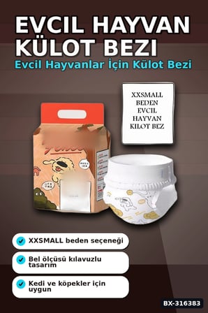 Evcil Hayvan Külot Bezi Xxs Beden Cırt Cırtlı Sızdırmaz Kedi Köpek Bezi Bx-316383